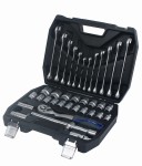 Zestaw kluczy nasadowych 1/2" i płasko-oczkowych ADLER 37 elementów